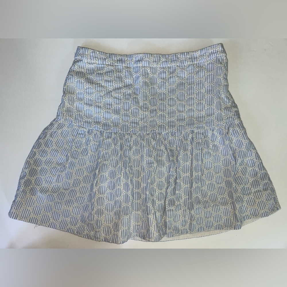 Women’s J. Crew Blue and White Seersucker Mini Skirt (Size 00)